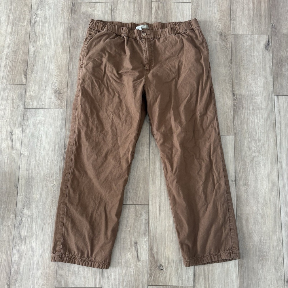The Territory Ahead Mens Flannel lined Pants XL Brown Cotton Blend Elastic Waist